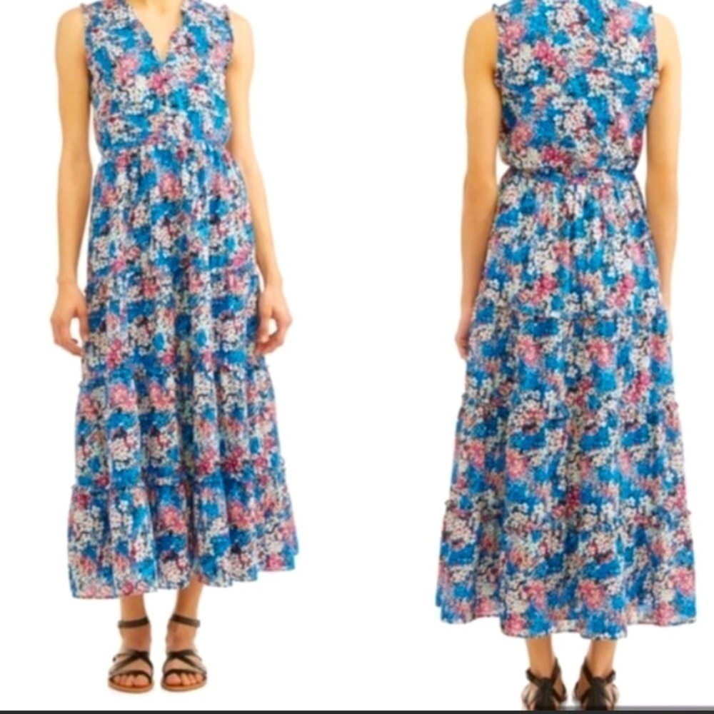 Textile By Elizabeth & James Floral Cottage V-Neck Sleeveless Maxi Dress sz XXL